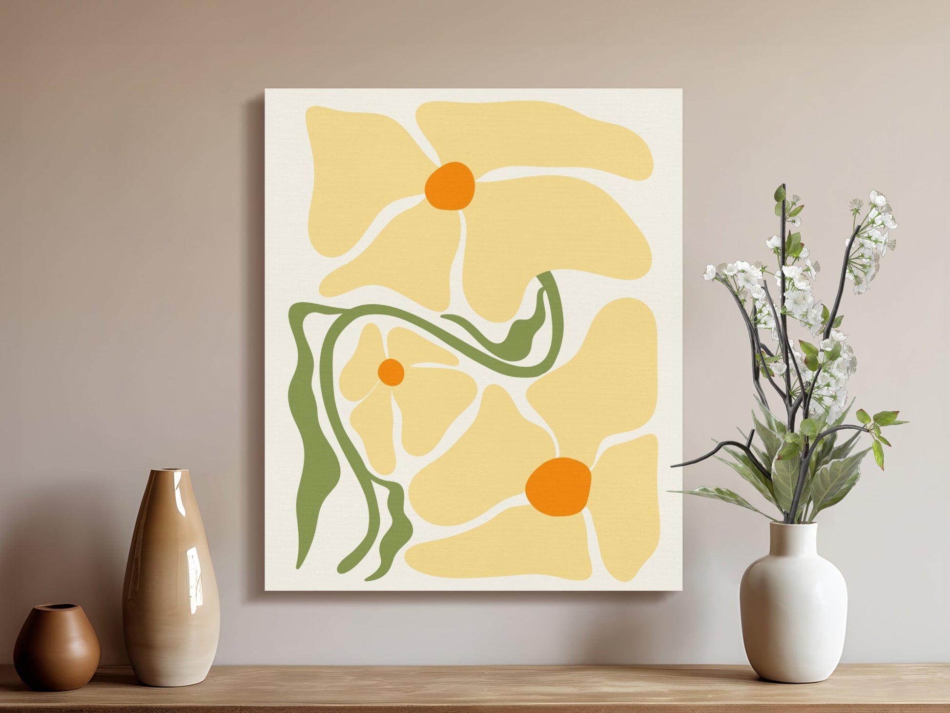 Premium Poster of Artistic Floral Design Yellow Flowers Canvas Wraps