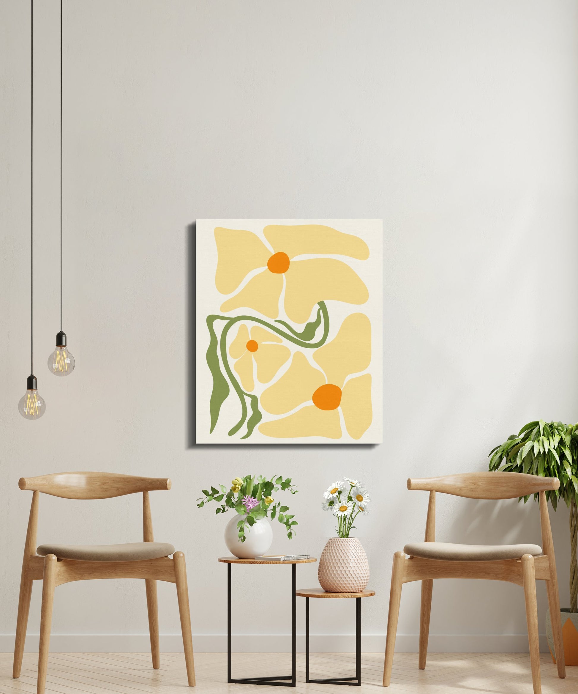 Premium Poster of Artistic Floral Design Yellow Flowers Canvas Wraps