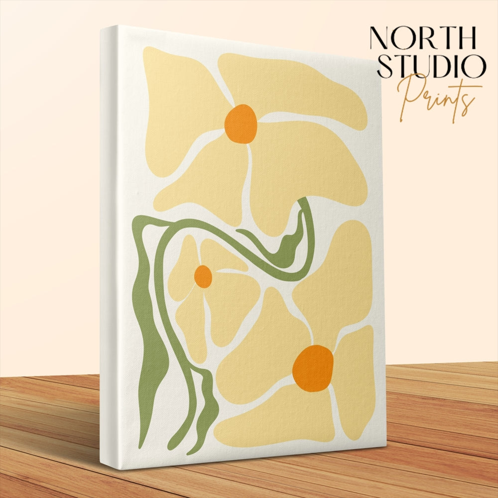Premium Poster of Artistic Floral Design Yellow Flowers Canvas Wraps