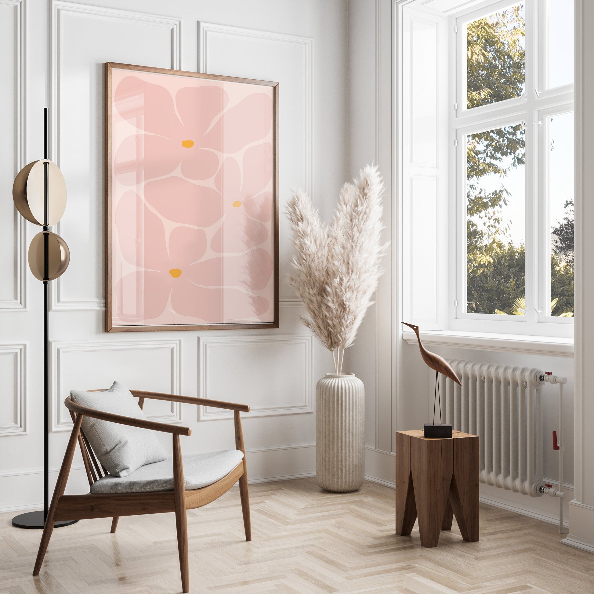 Premium Poster of Artistic Floral Design with Pink Petals Art Posters