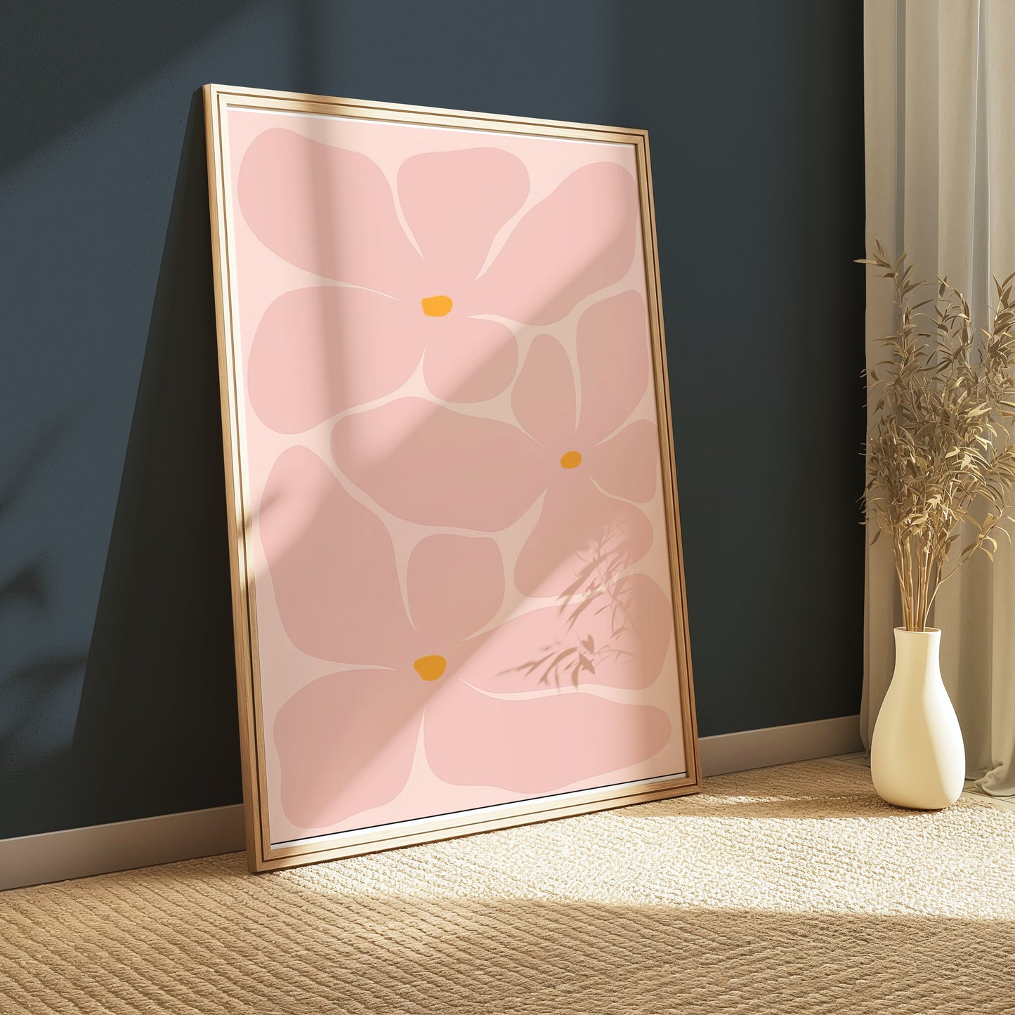 Premium Poster of Artistic Floral Design with Pink Petals Art Posters