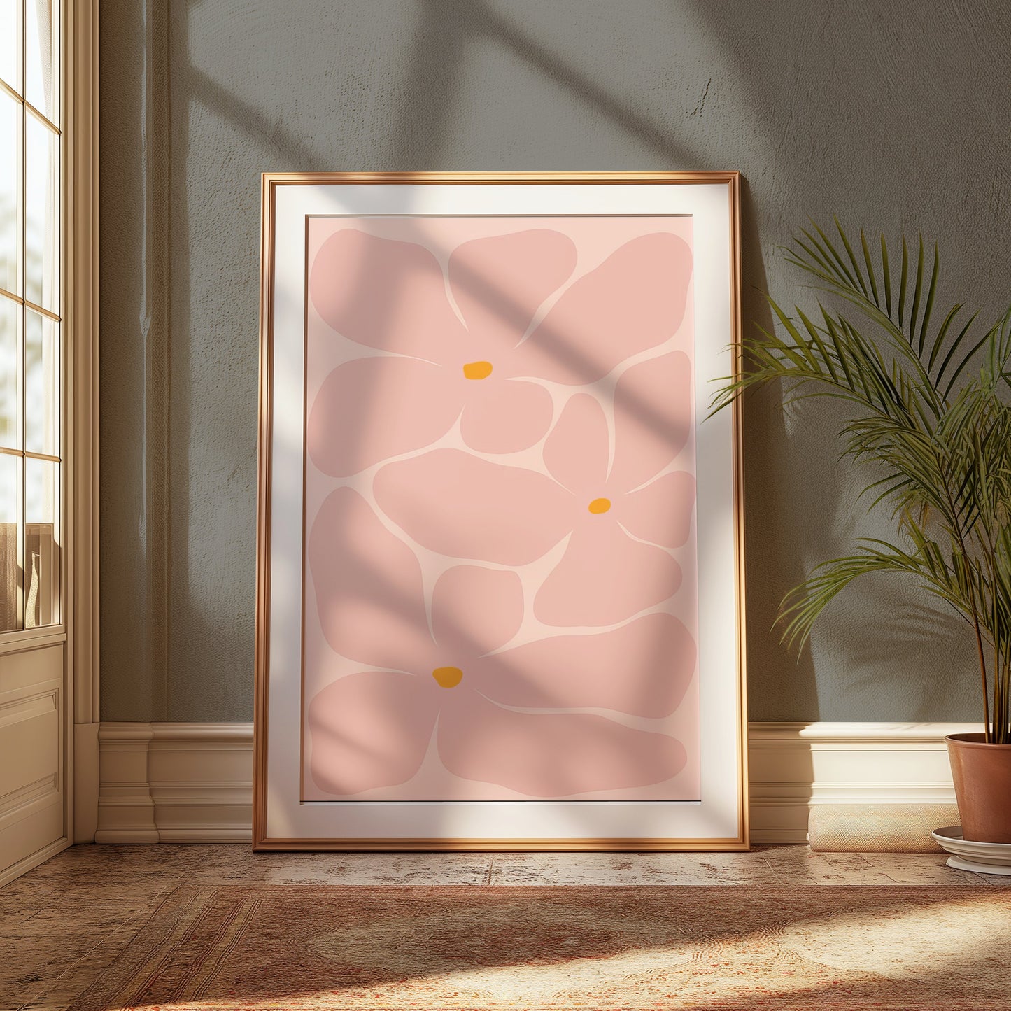 Premium Poster of Artistic Floral Design with Pink Petals Art Posters