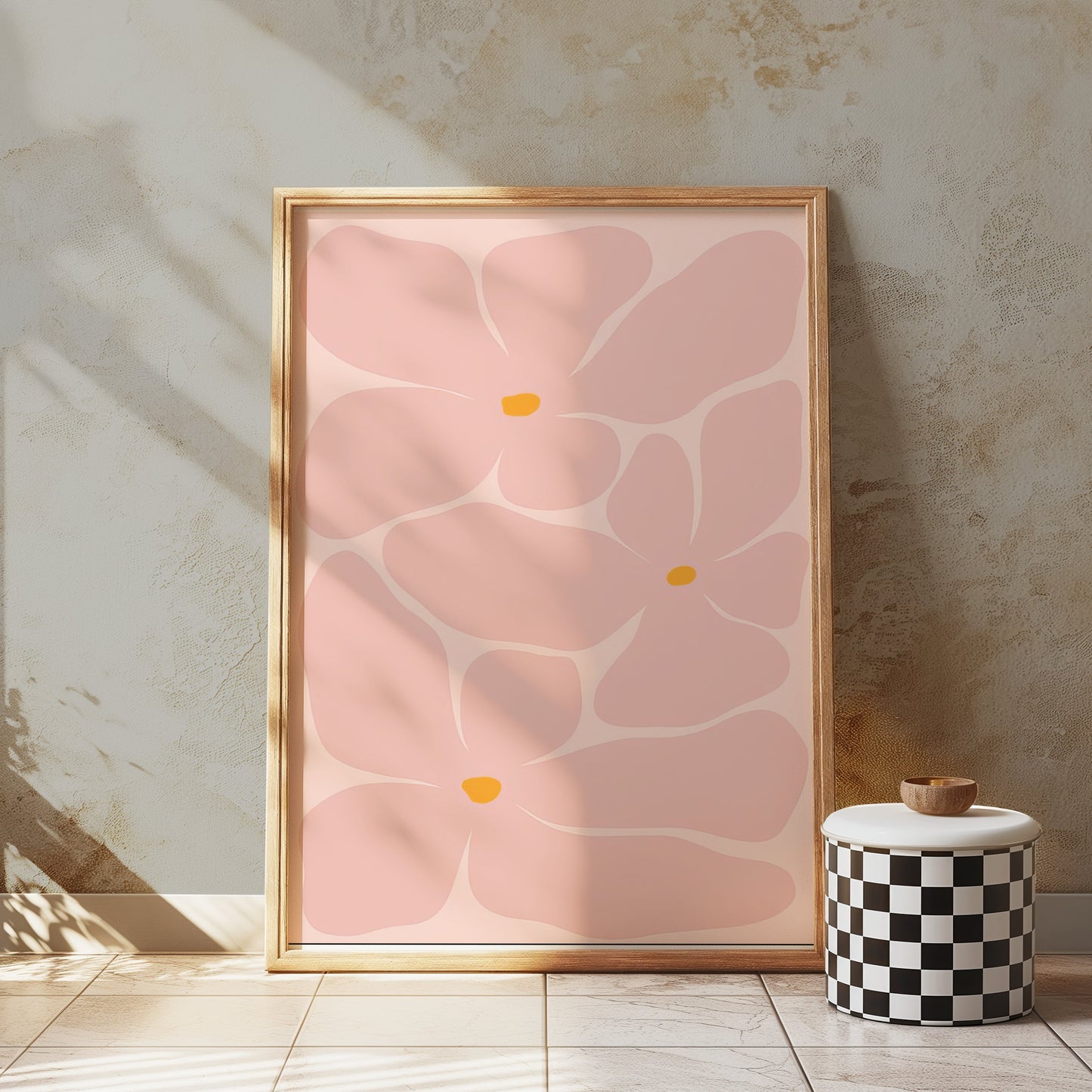 Premium Poster of Artistic Floral Design with Pink Petals Art Posters