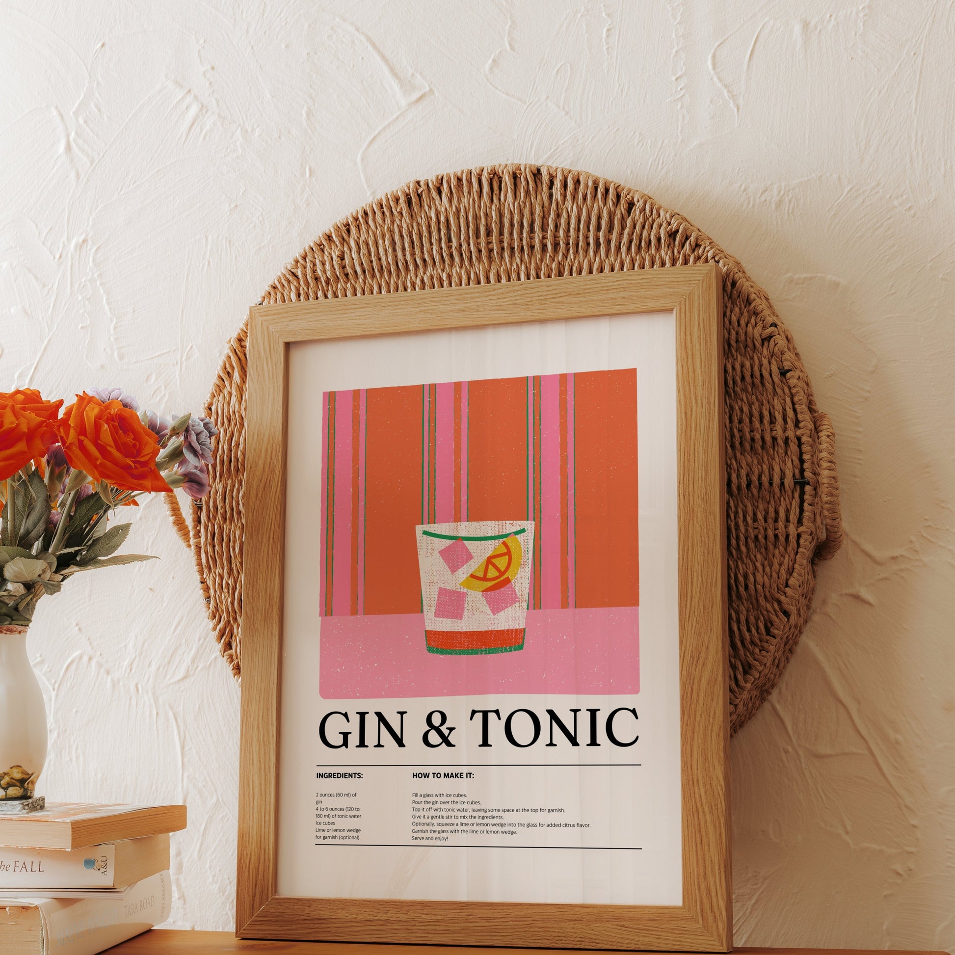 Premium Poster of Artistic Gin & Tonic Recipe on Vibrant Background Posters