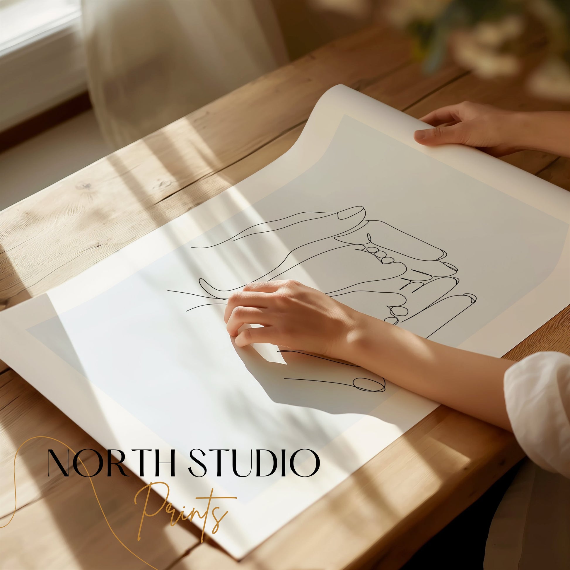 Premium Poster of Artistic Hand Holding Baby Feet Sketch Posters