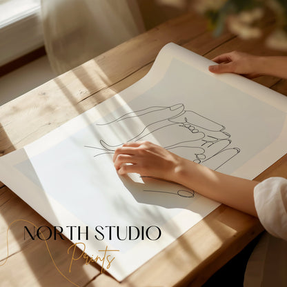 Premium Poster of Artistic Hand Holding Baby Feet Sketch Posters