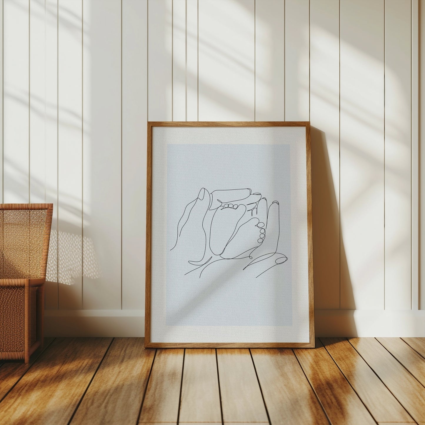 Premium Poster of Artistic Hand Holding Baby Feet Sketch Posters