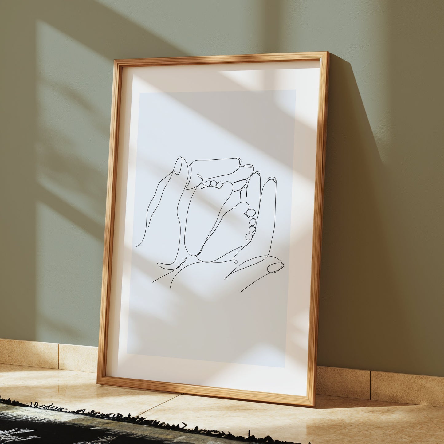 Premium Poster of Artistic Hand Holding Baby Feet Sketch Posters