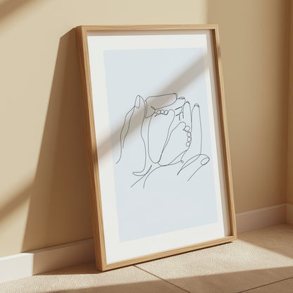 Premium Poster of Artistic Hand Holding Baby Feet Sketch Posters