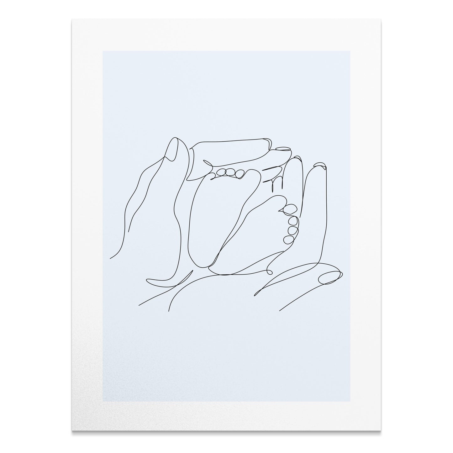 Premium Poster of Artistic Hand Holding Baby Feet Sketch Posters