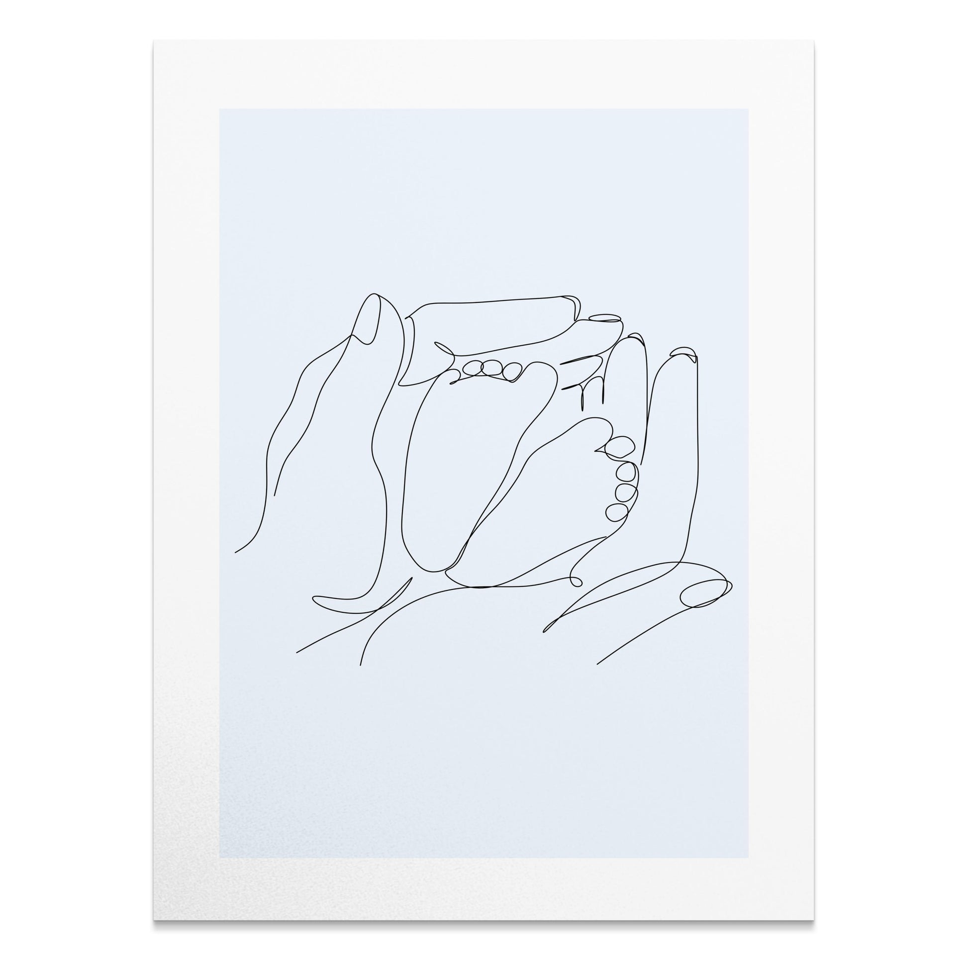 Premium Poster of Artistic Hand Holding Baby Feet Sketch Posters