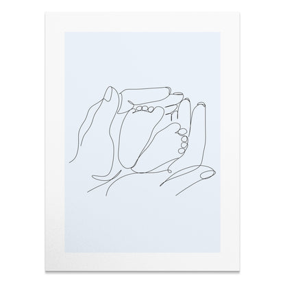 Premium Poster of Artistic Hand Holding Baby Feet Sketch Posters