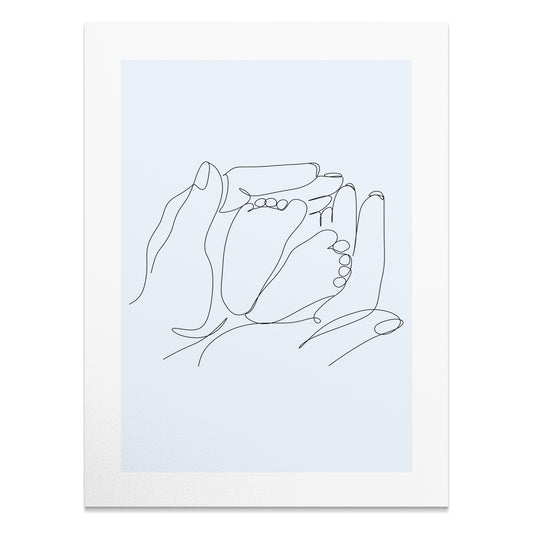 Premium Poster of Artistic Hand Holding Baby Feet Sketch Posters