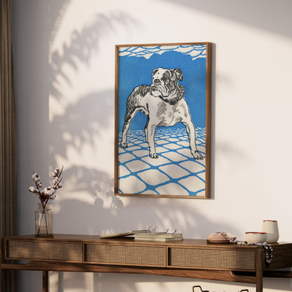Premium Poster of Artistic Illustration of Bulldog in Blue Background Posters