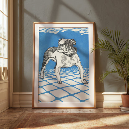 Premium Poster of Artistic Illustration of Bulldog in Blue Background Posters
