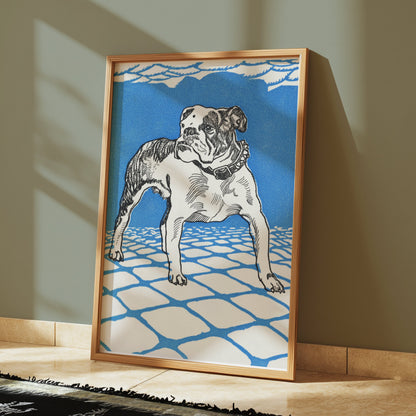 Premium Poster of Artistic Illustration of Bulldog in Blue Background Posters