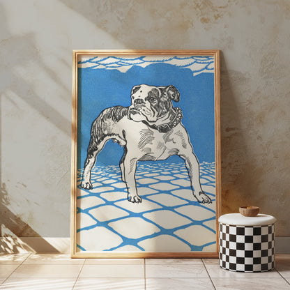 Premium Poster of Artistic Illustration of Bulldog in Blue Background Posters