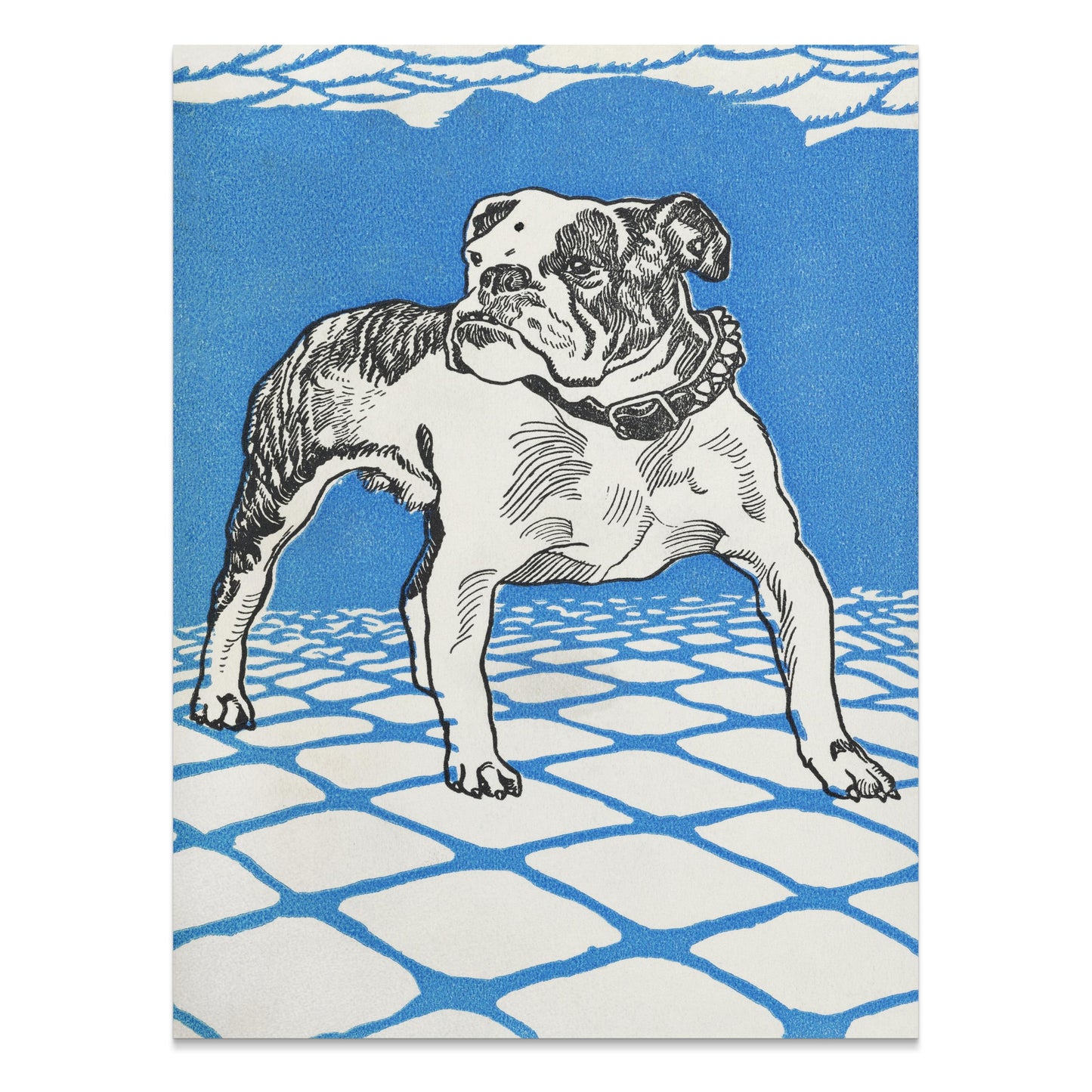 Premium Poster of Artistic Illustration of Bulldog in Blue Background Posters