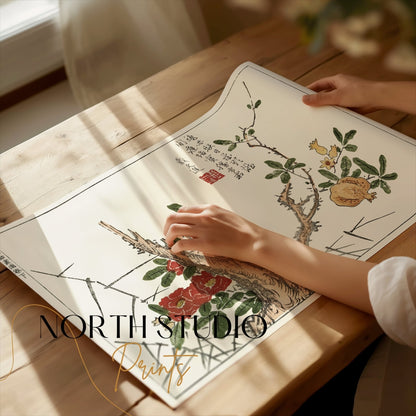 Premium Poster of Artistic Japanese Botanical Drawing Posters