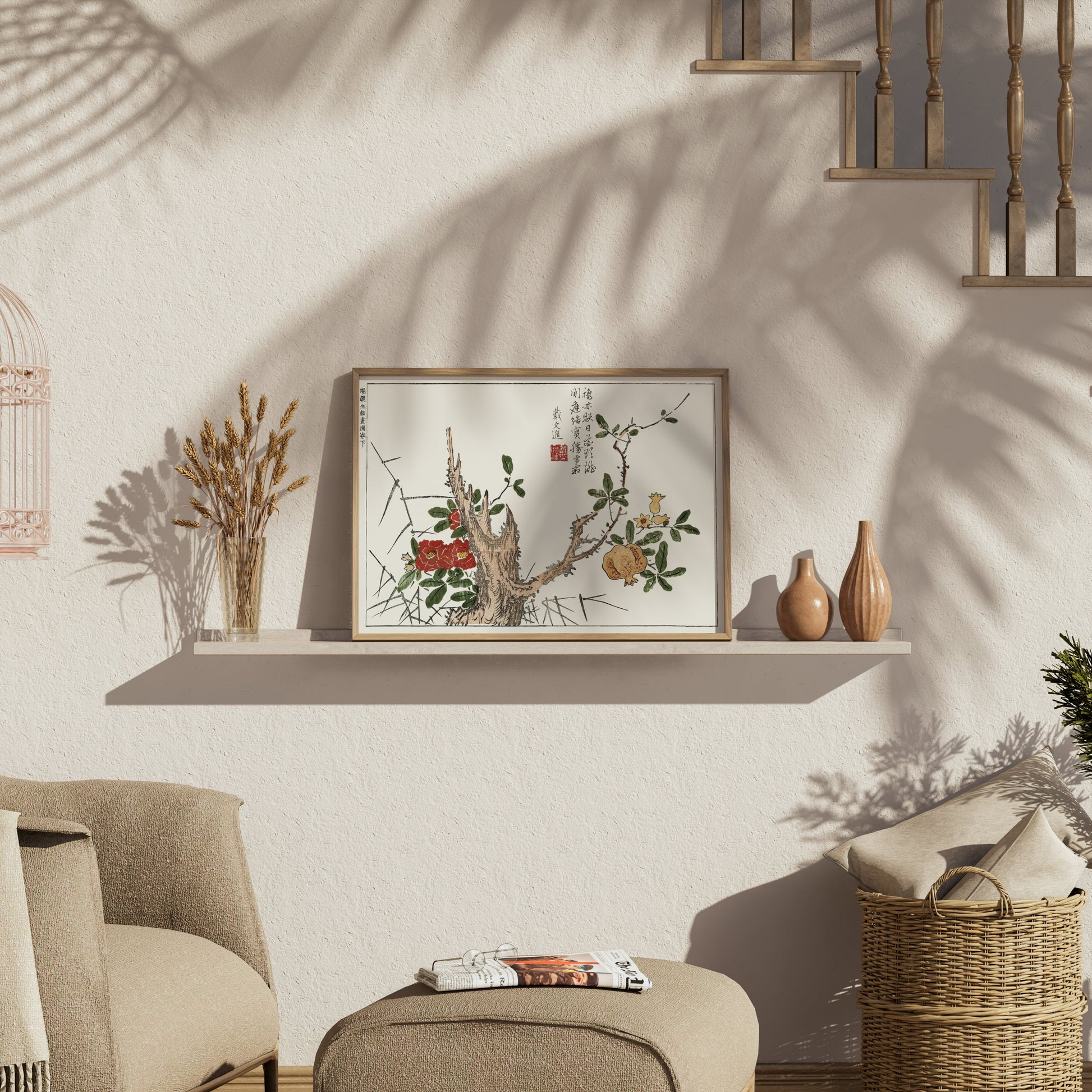 Premium Poster of Artistic Japanese Botanical Drawing Posters