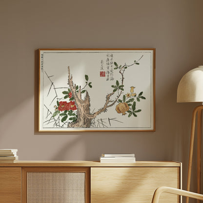 Premium Poster of Artistic Japanese Botanical Drawing Posters