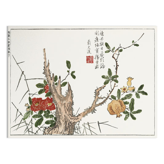 Premium Poster of Artistic Japanese Botanical Drawing Posters