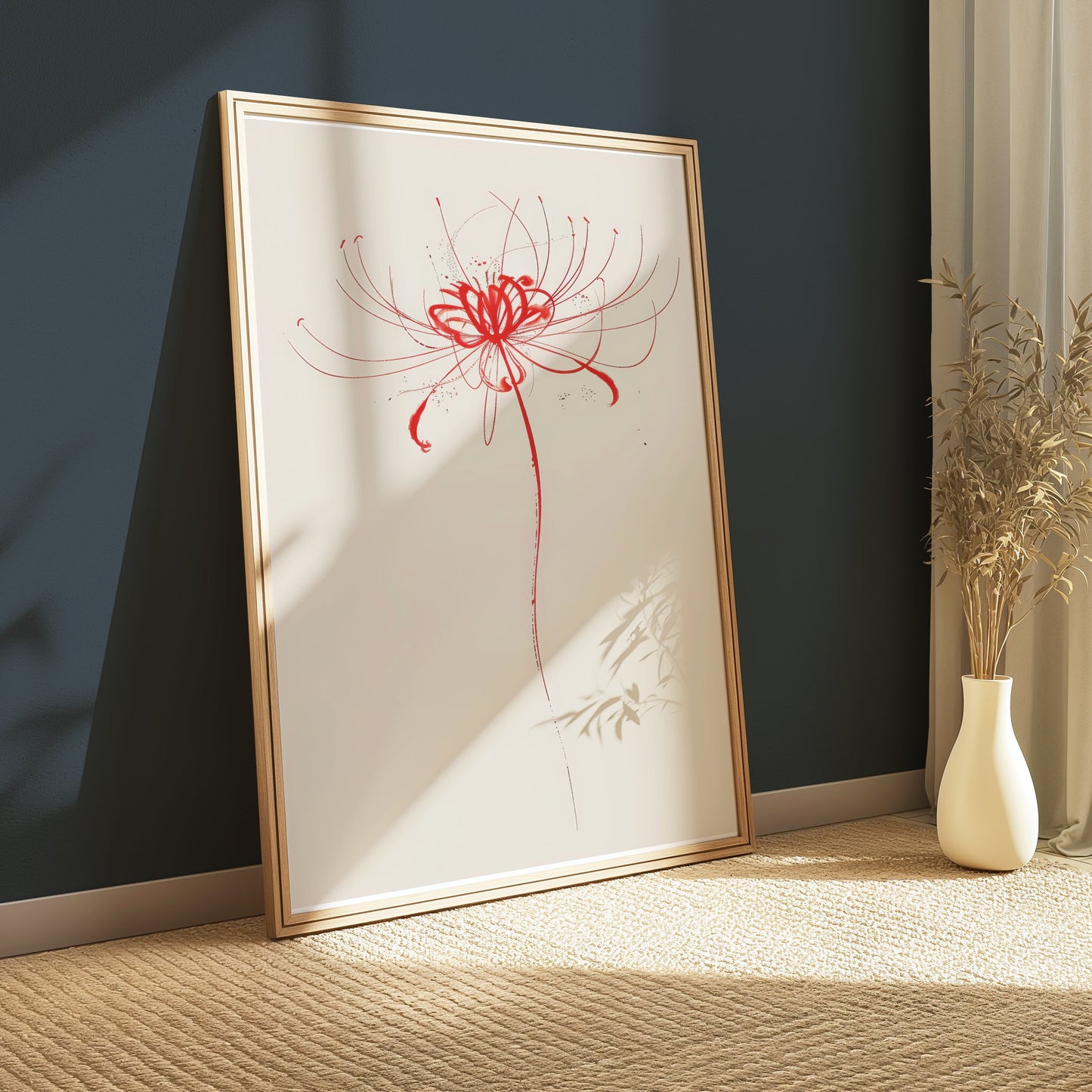 Premium Poster of Artistic Red Flower Sketch Minimalist Wall Art Posters