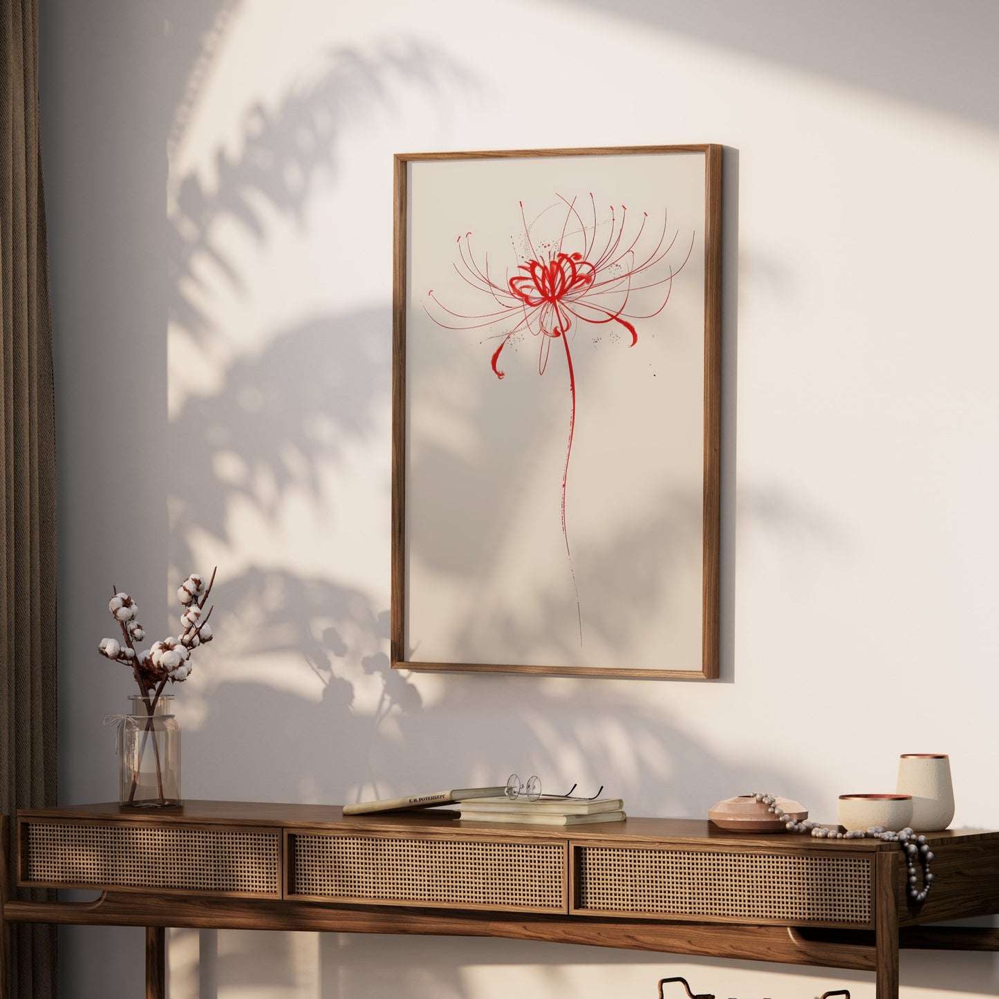 Premium Poster of Artistic Red Flower Sketch Minimalist Wall Art Posters