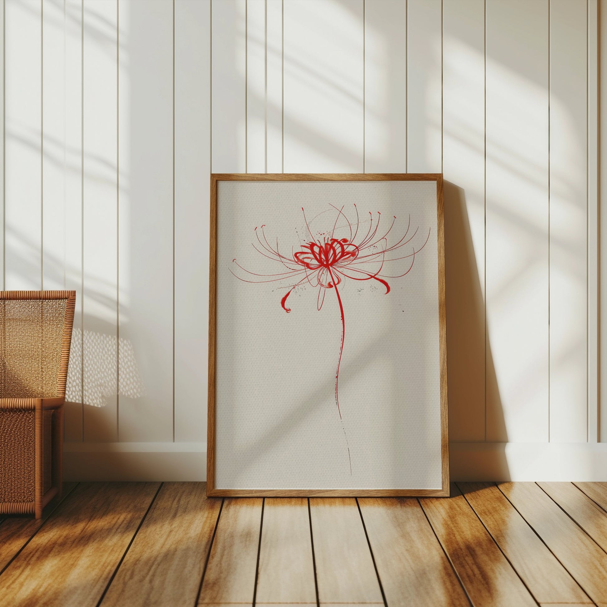 Premium Poster of Artistic Red Flower Sketch Minimalist Wall Art Posters