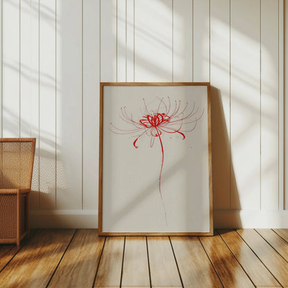 Premium Poster of Artistic Red Flower Sketch Minimalist Wall Art Posters