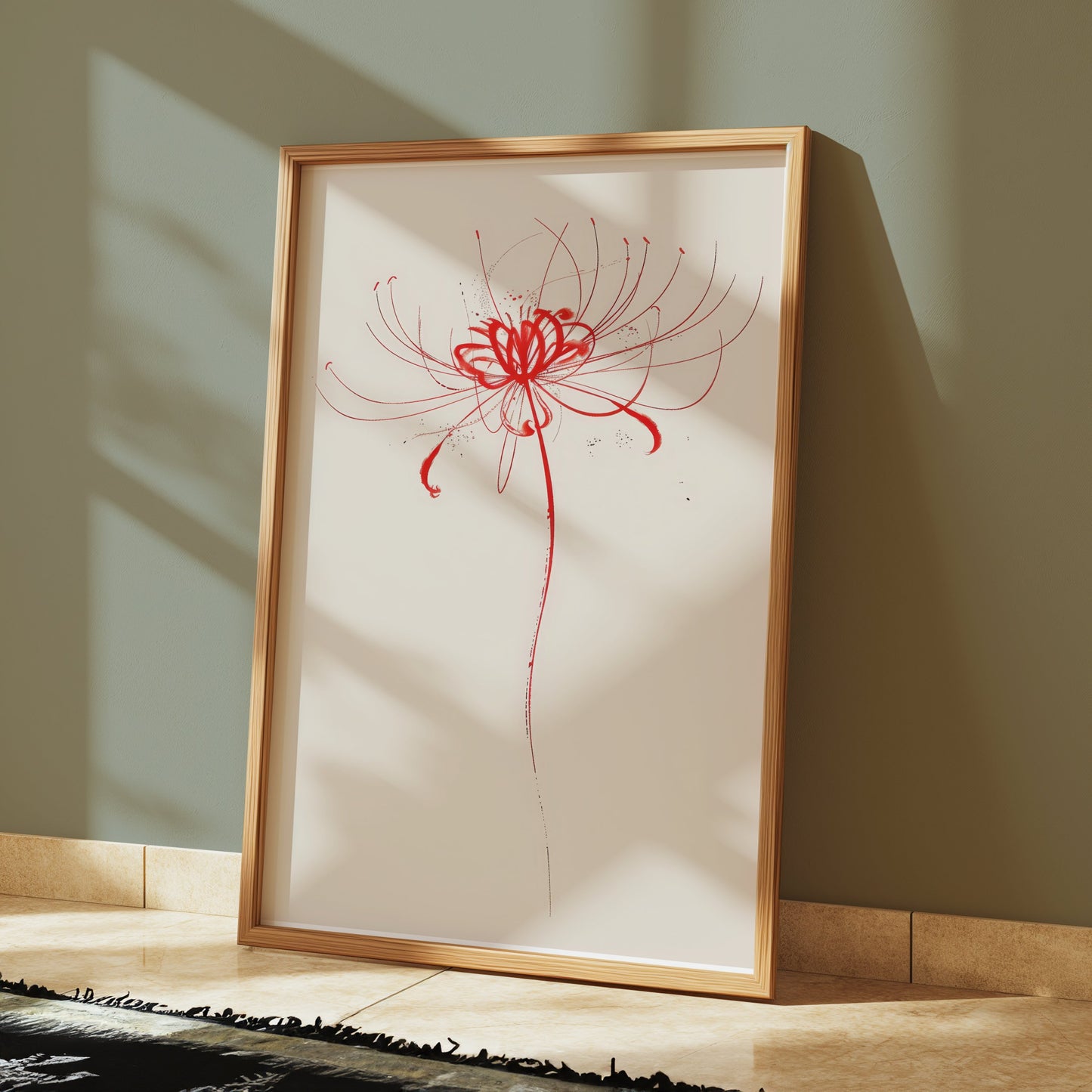 Premium Poster of Artistic Red Flower Sketch Minimalist Wall Art Posters