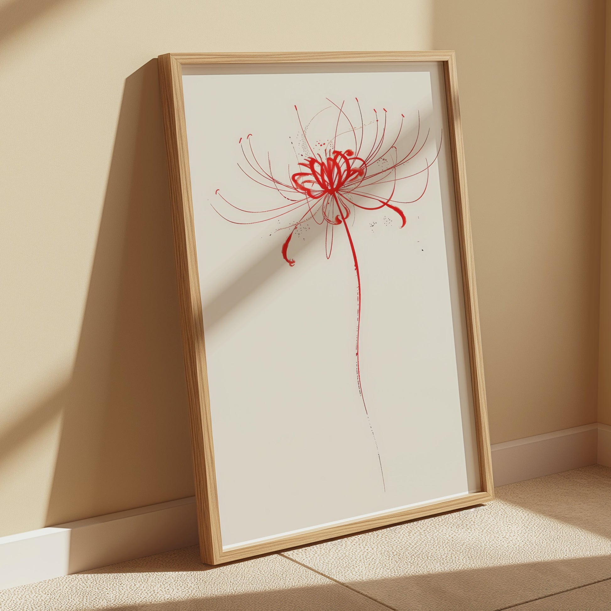 Premium Poster of Artistic Red Flower Sketch Minimalist Wall Art Posters