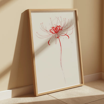 Premium Poster of Artistic Red Flower Sketch Minimalist Wall Art Posters