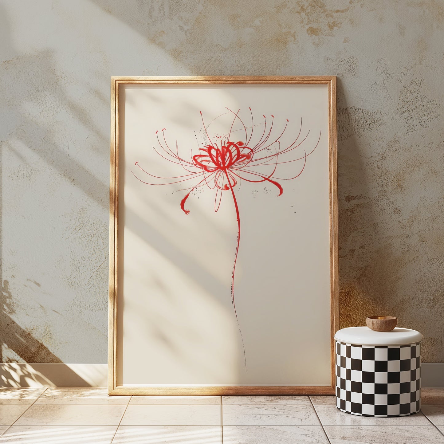 Premium Poster of Artistic Red Flower Sketch Minimalist Wall Art Posters