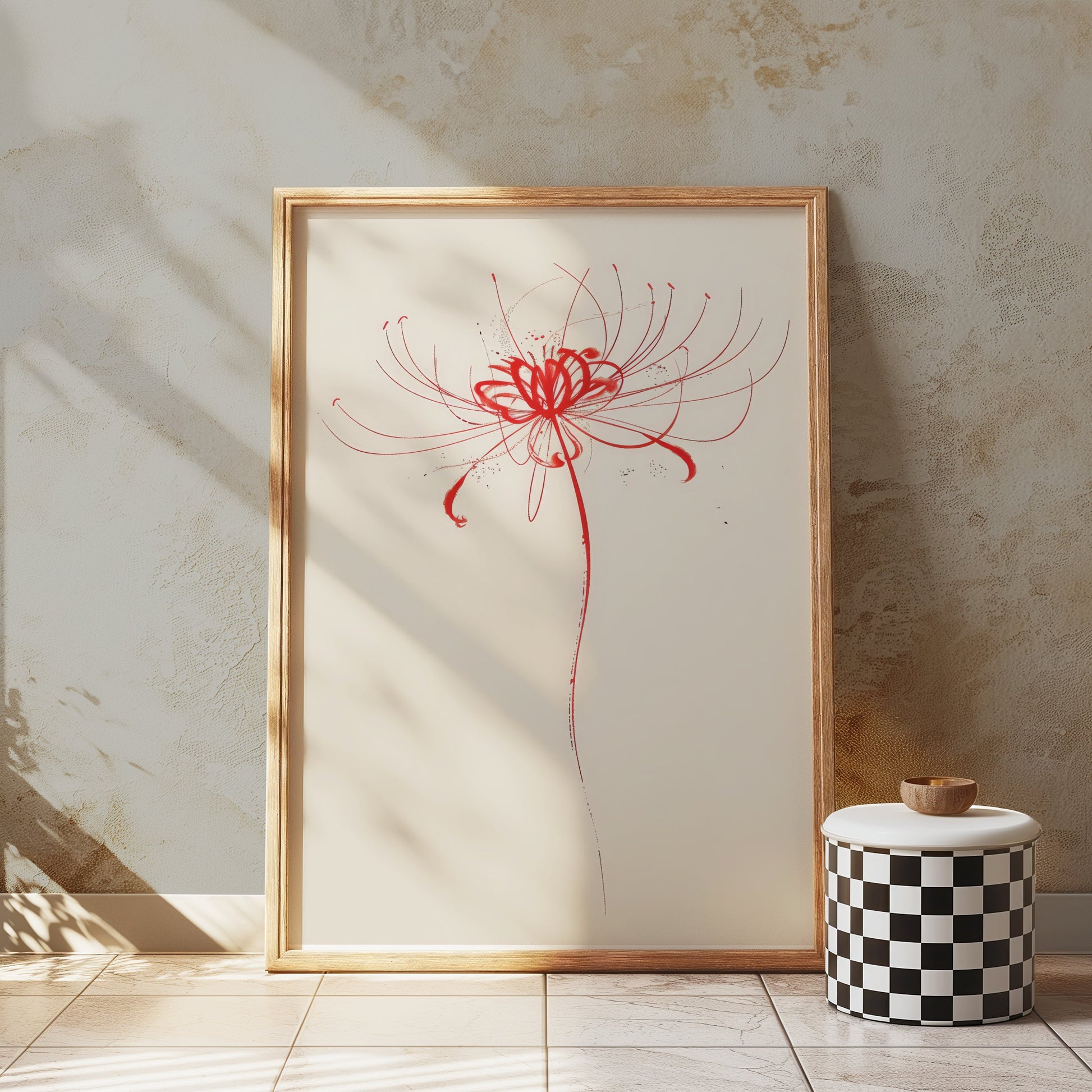 Premium Poster of Artistic Red Flower Sketch Minimalist Wall Art Posters
