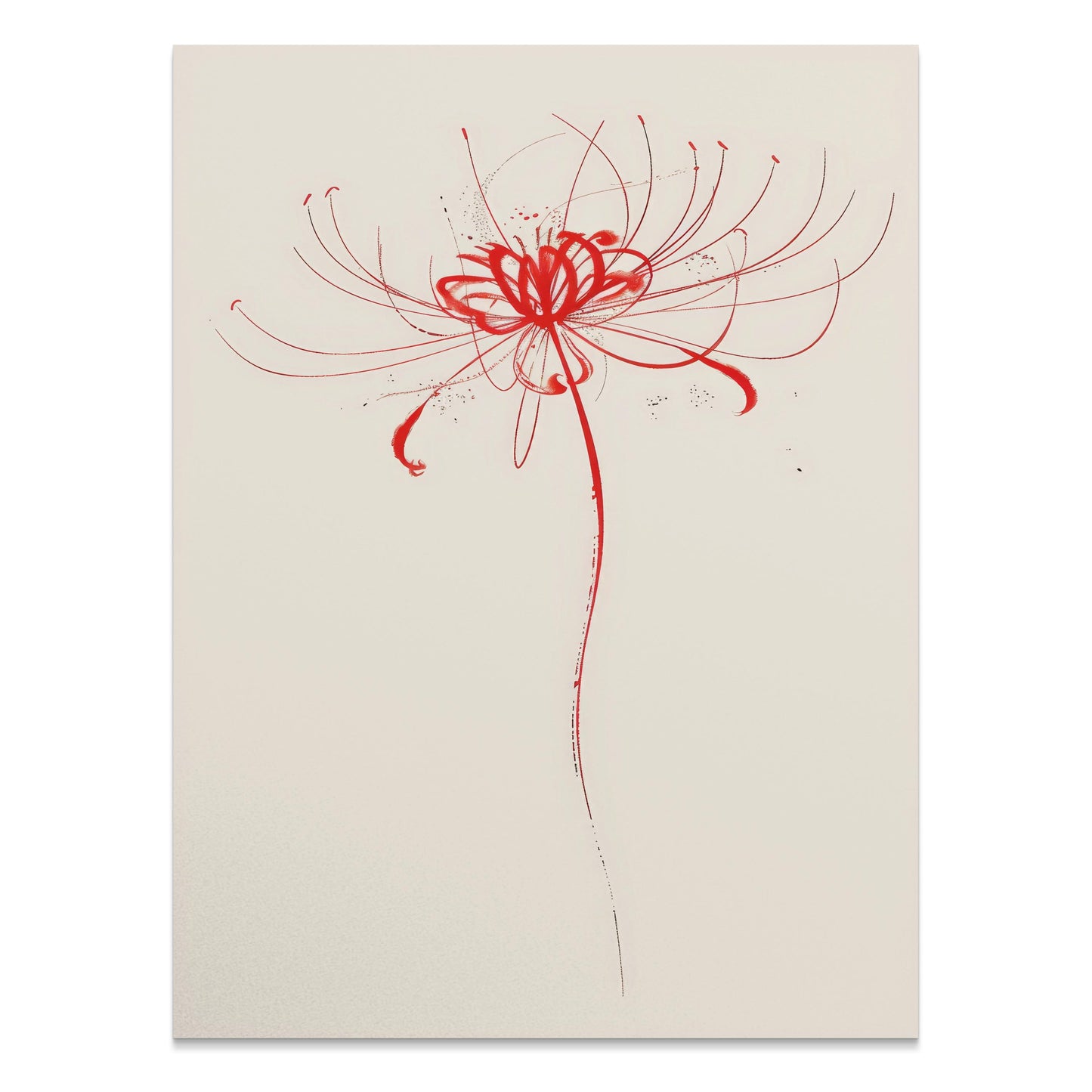 Premium Poster of Artistic Red Flower Sketch Minimalist Wall Art Posters