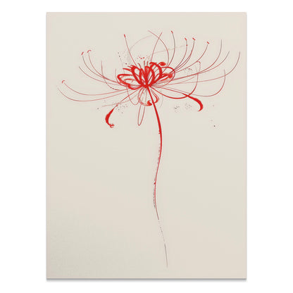 Premium Poster of Artistic Red Flower Sketch Minimalist Wall Art Posters