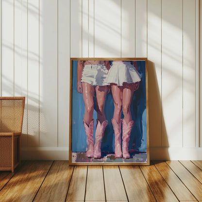 Premium Poster of Artistic Skirt and Pink Cowgirl Boots Posters