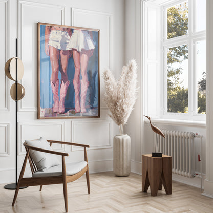 Premium Poster of Artistic Skirt and Pink Cowgirl Boots Posters