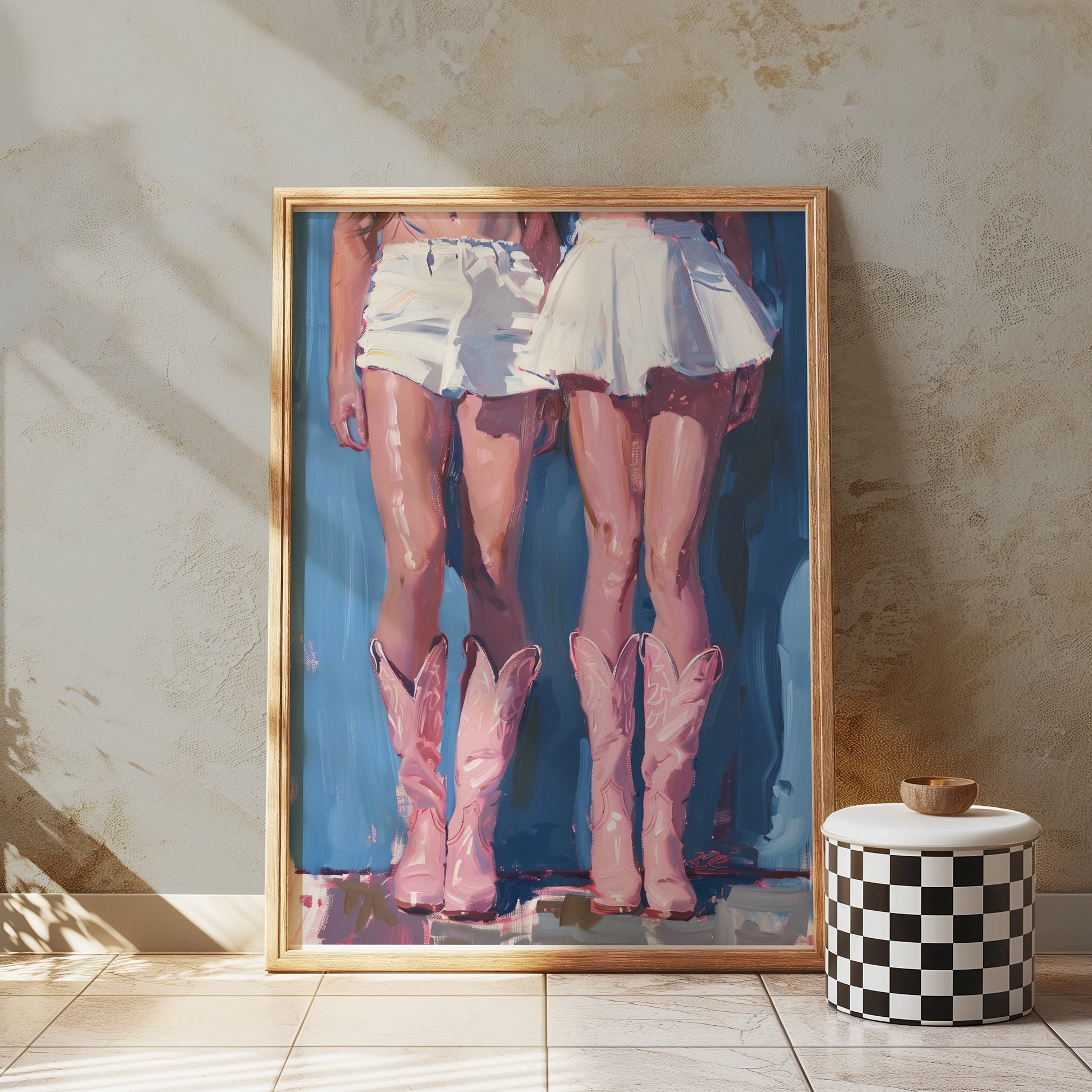 Premium Poster of Artistic Skirt and Pink Cowgirl Boots Posters