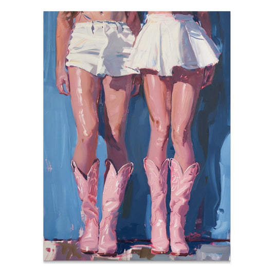 Premium Poster of Artistic Skirt and Pink Cowgirl Boots Posters