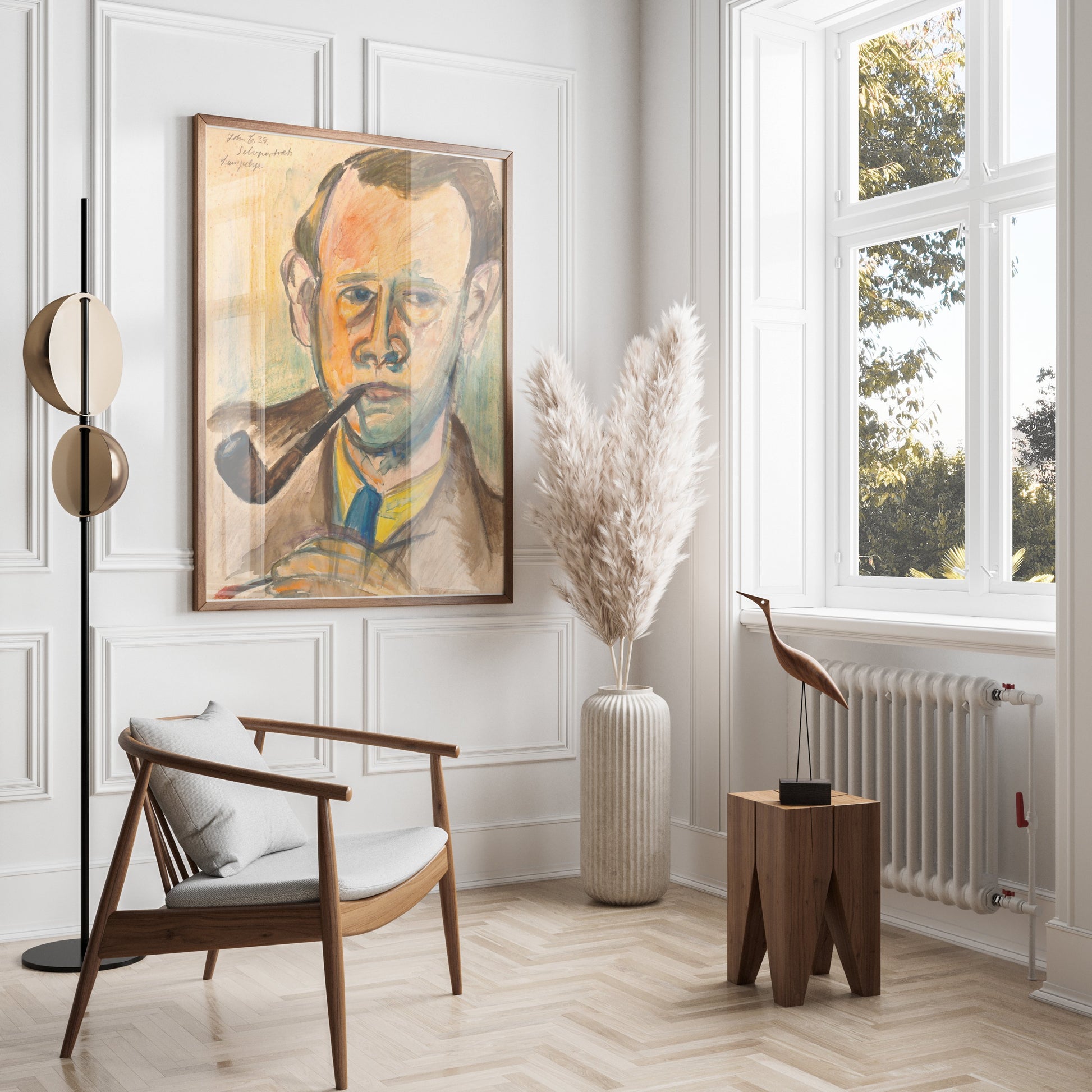 Premium Poster of Artistic Watercolor Portrait With Pipe Posters