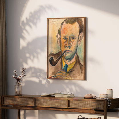 Premium Poster of Artistic Watercolor Portrait With Pipe Posters