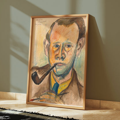 Premium Poster of Artistic Watercolor Portrait With Pipe Posters