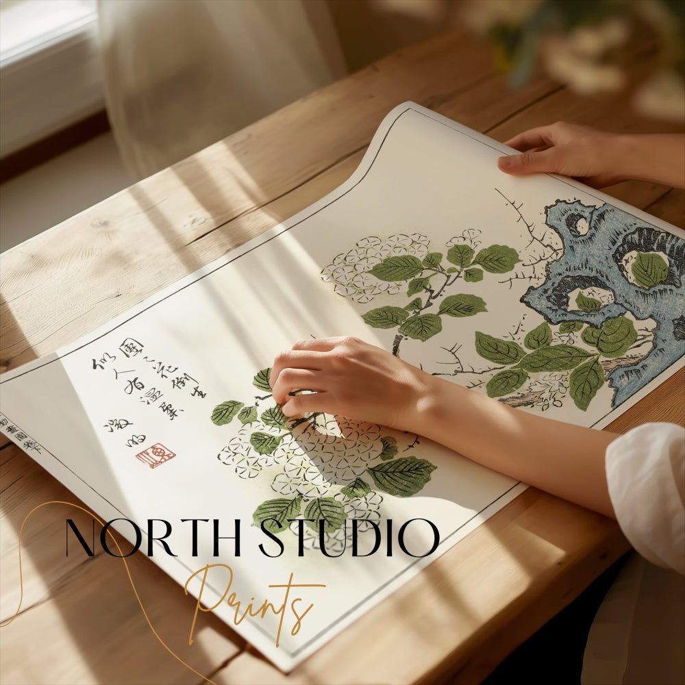 Premium Poster of Asian Traditional Floral Brush Painting Posters