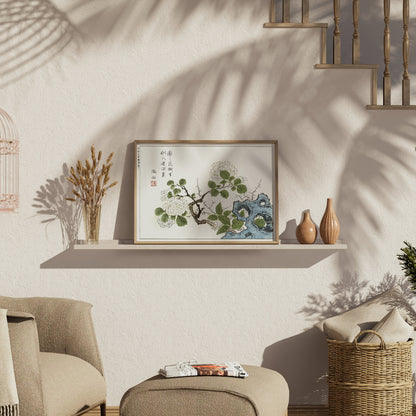 Premium Poster of Asian Traditional Floral Brush Painting Posters