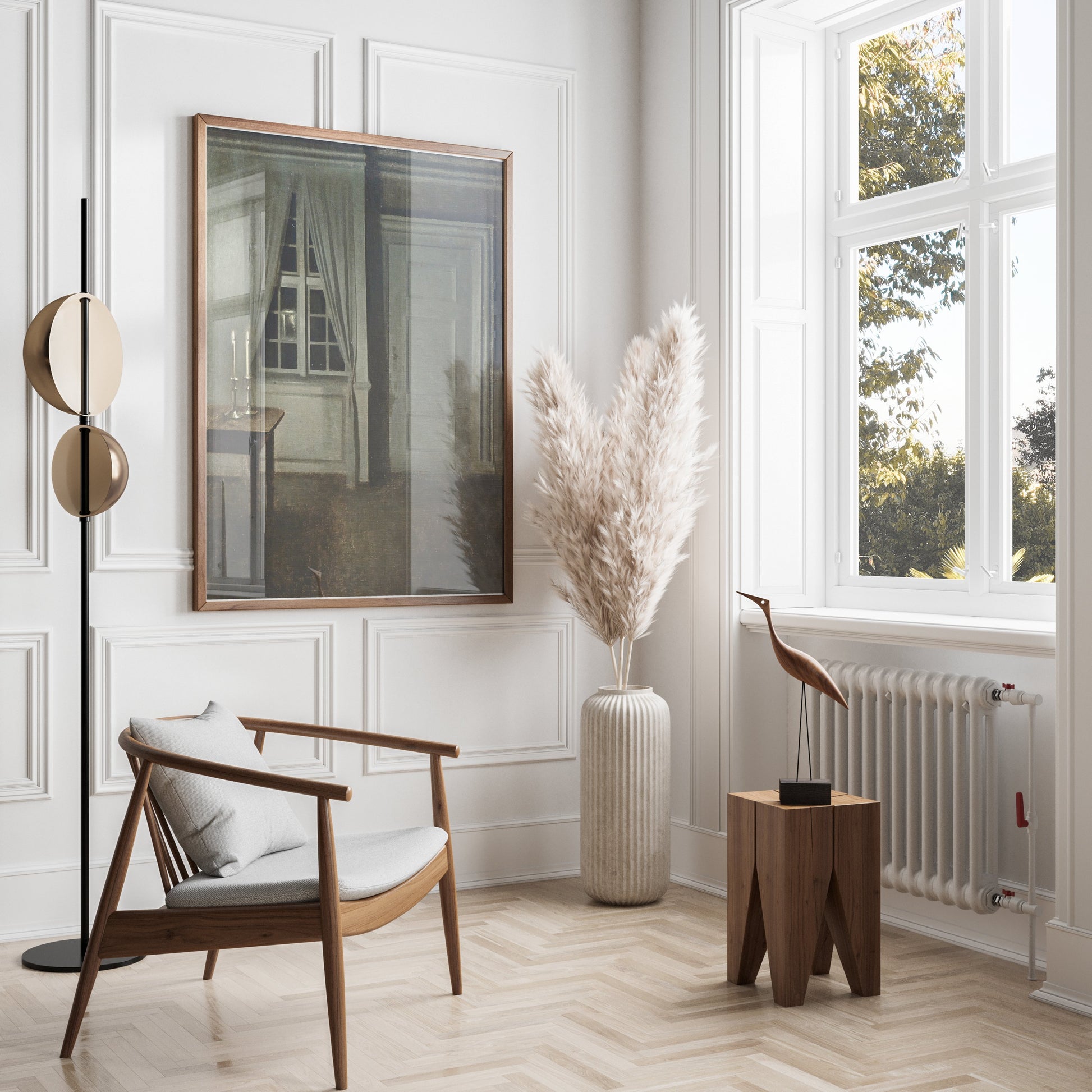 Premium Poster of Atmospheric Candlelit Room with Door and Window Posters
