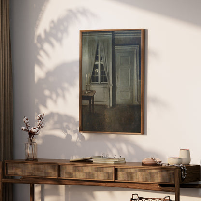 Premium Poster of Atmospheric Candlelit Room with Door and Window Posters