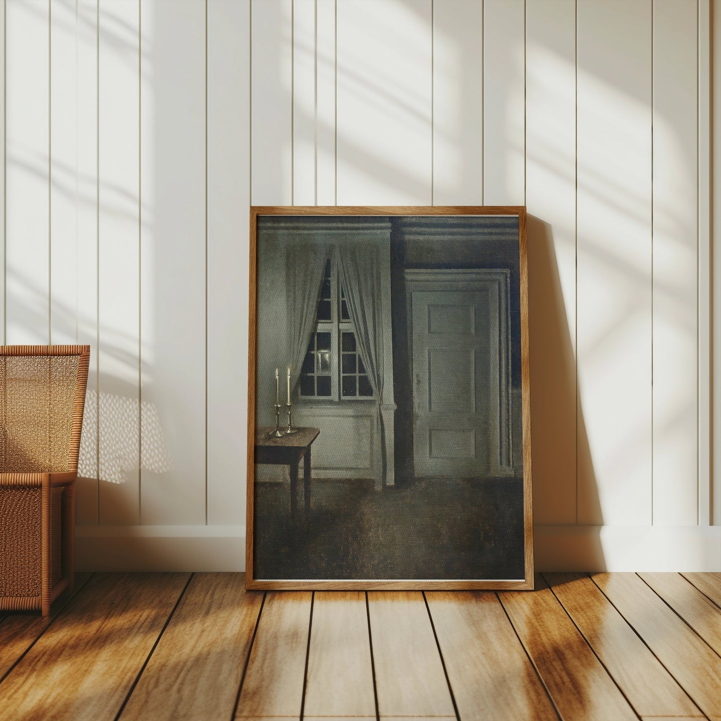 Premium Poster of Atmospheric Candlelit Room with Door and Window Posters