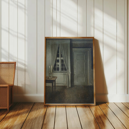 Premium Poster of Atmospheric Candlelit Room with Door and Window Posters